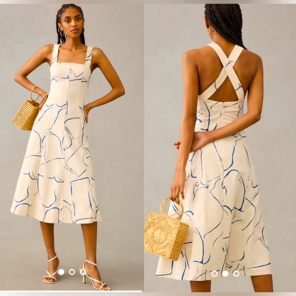 By Anthropologie Corey Lynn Calter Printed Square-Neck Dress